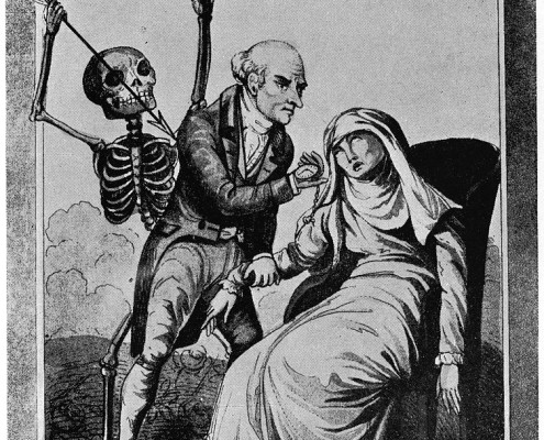Tod, Arzt und Patientin. Um 1820