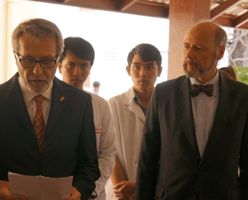 With German Ambassador Freiherr von Marschall and students
