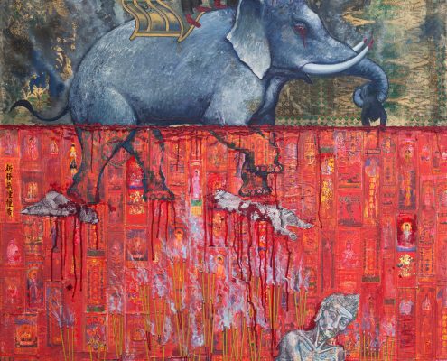 Elephant in the Pool of Blood, 200x150cm, 2013