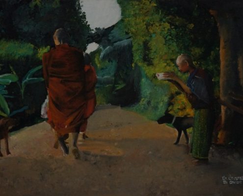 Monk and Woman 70x50cm