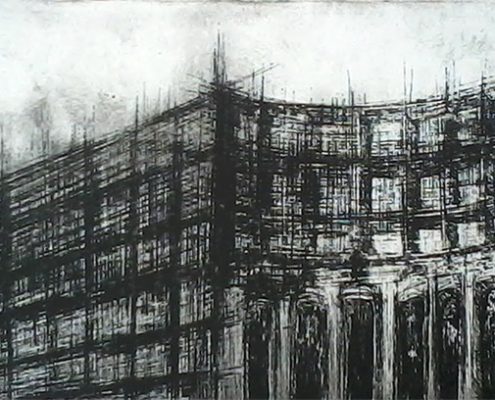 Round Building, Etching, 15x30cm, 2015