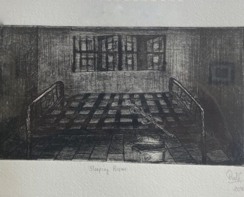 Sleeping Room. Etching 2/20, 11,5x19,5cm, 2018. Sleeping Room. Etching 2/20, 11,5x19,5cm, 2018.