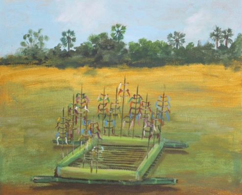 La Mong (Pae Thom) - Traditional Ritual of Offering to the Spirits. Acrylic on Canvas, 50x40cm, 2026 La Mong (Pae Thom) - Traditional Ritual of Offering to the Spirits. Acrylic on Canvas, 50x40cm, 2026